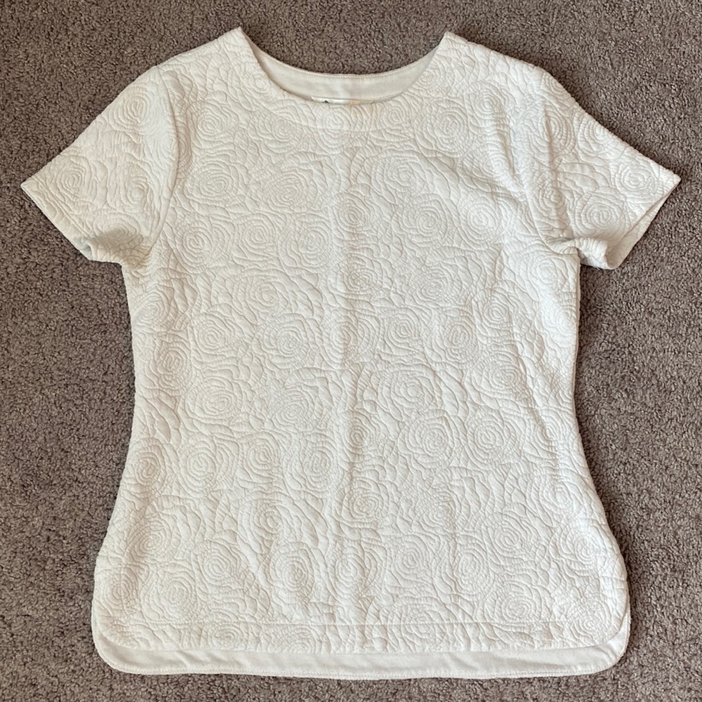 White rose pattern short sleeve blouse